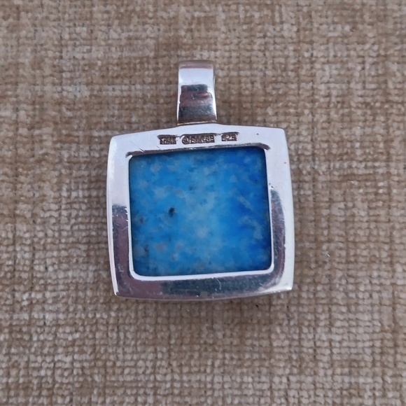 Vintage Barse Lapis Lazuli Sterling Silver Square Pendant - Picture 5 of 11